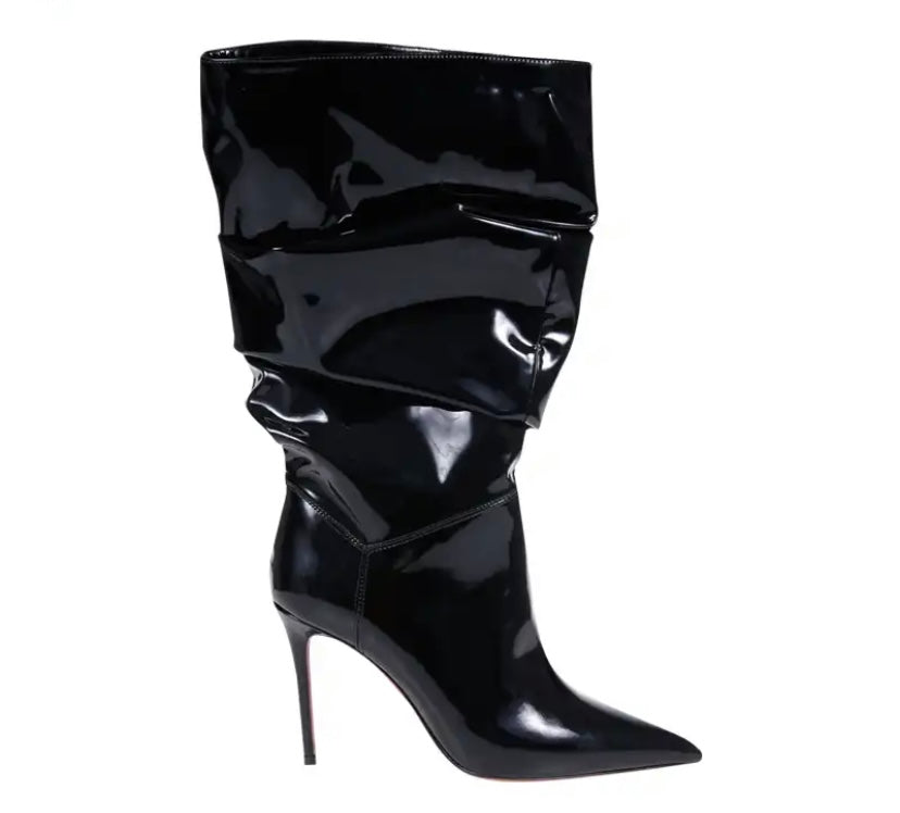 Women Fashion Ruched Pointed Toe High Heel Boots