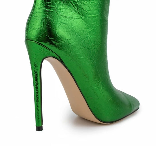 Women Ruched PU High Heel Knee High Boots
