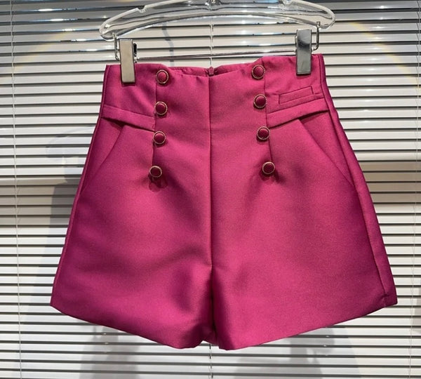 Women High Waisted Button Fashion Shorts