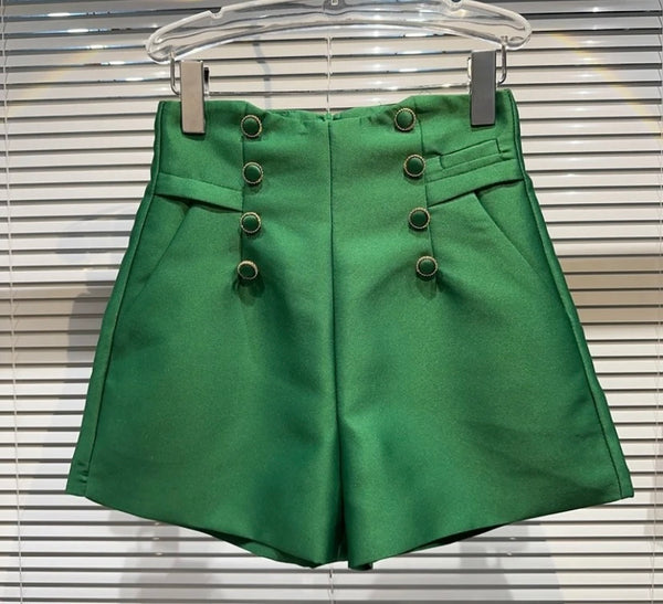 Women High Waisted Button Fashion Shorts