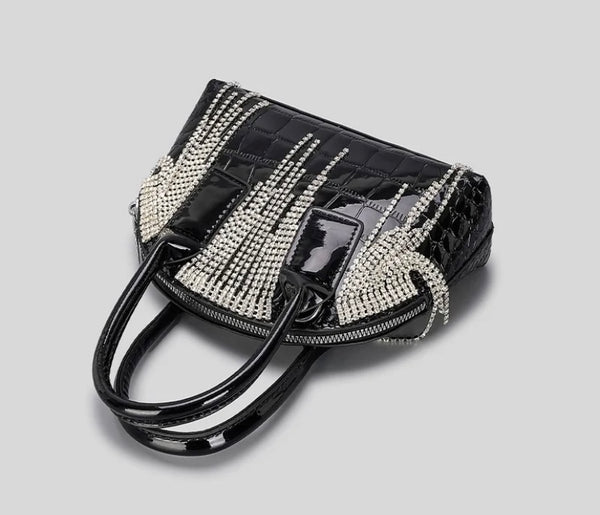 Women PU Rhinestone Tassel Fashion Handbag Purse