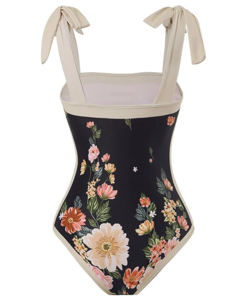 Women Tie Up Floral Sexy Swimsuit Cover Up Set