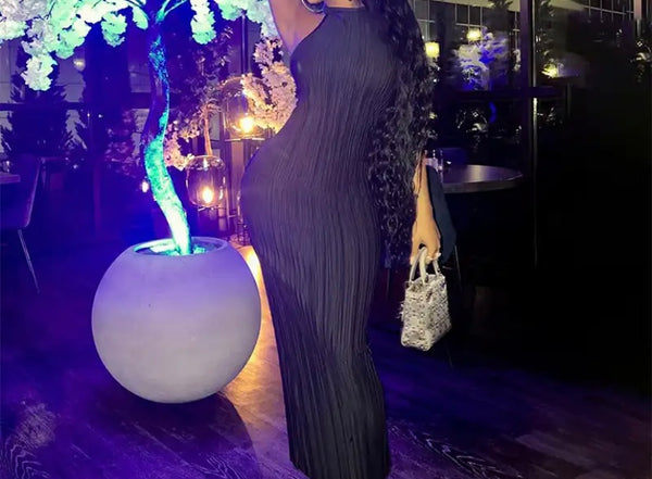 Women Black Sexy Halter Maxi Dress