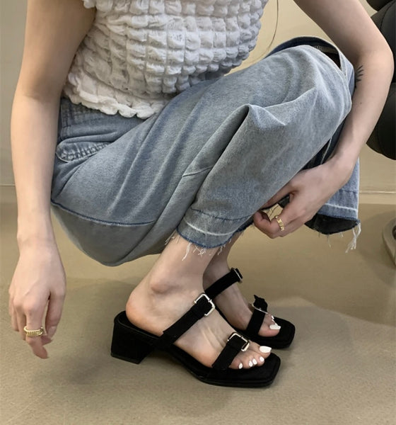 Women Buckled Fashion Slide On Sandals