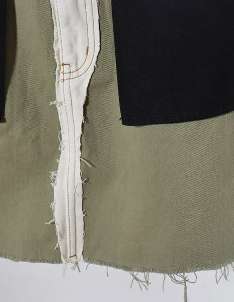 Women Color Patchwork Fashion Denim Skirt