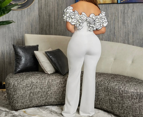 Women Sexy Ruffled Off The Shoulder Jumpsuit