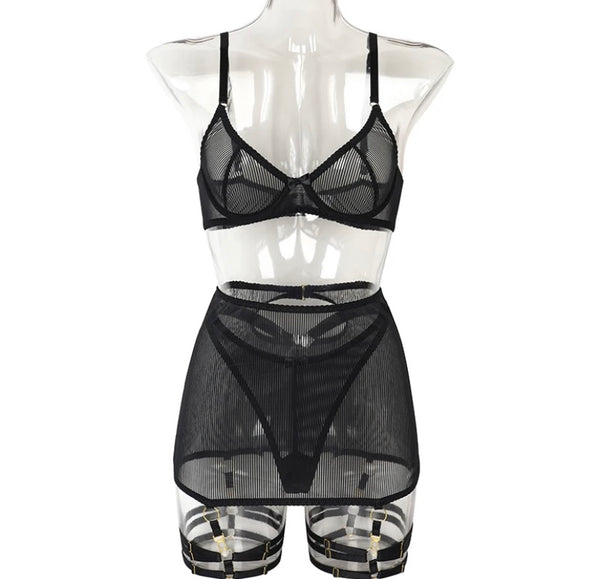 Women Mesh See Through Sexy Lingerie Set