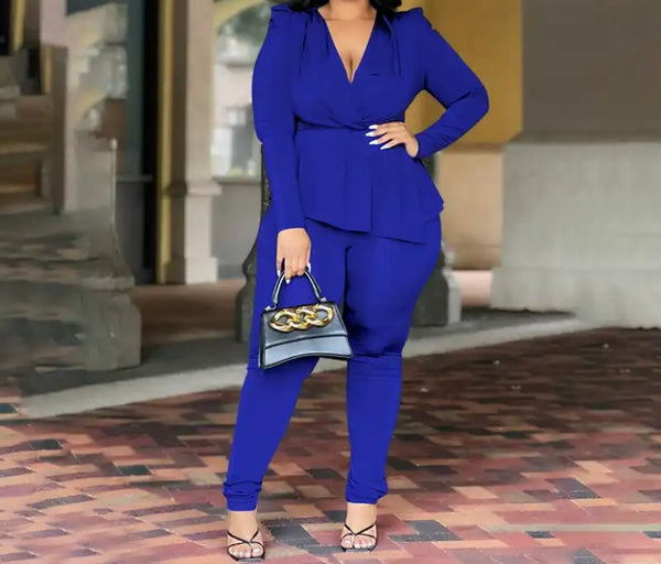 Women Fashion Full Sleeve Asymmetrical Two Piece Pant Set
