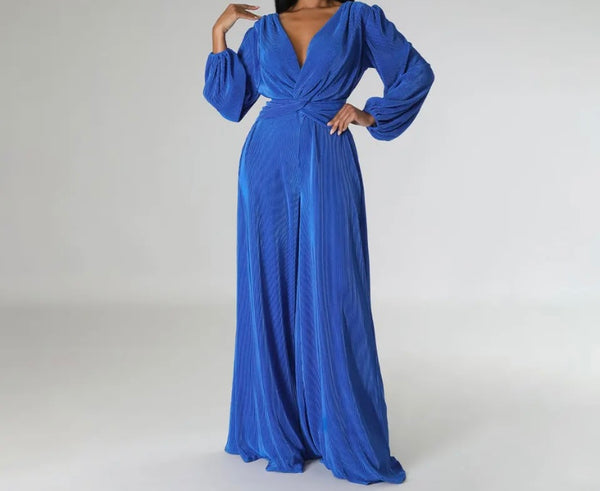 Women Full Sleeve Solid Color Fashion Wide Leg Jumpsuit
