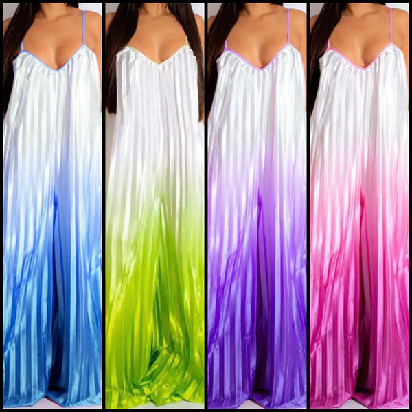Women Sleeveless Gradient Fashion Wide Leg Jumpsuit
