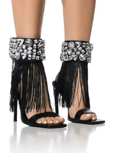 Women Open Toe Crystal Tassel Fashion High Heel Sandals