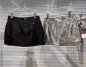 Women PU Fashion Mini Skirt