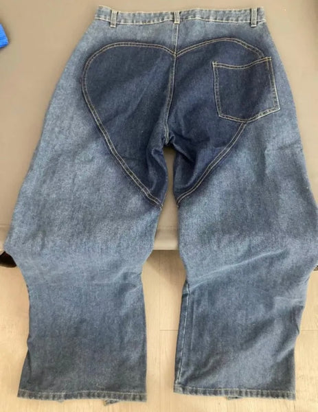 Women Hollow Out Fashion Loose Fit Denim Pants