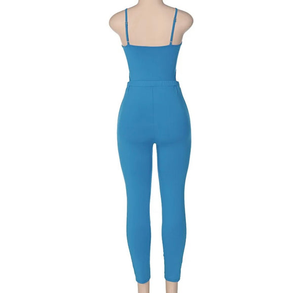 Women Cut Out Sleeveless Sexy Solid Color Jumpsuit