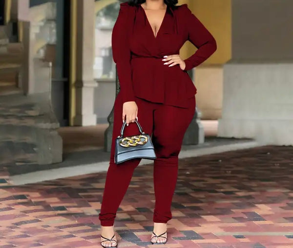 Women Fashion Full Sleeve Asymmetrical Two Piece Pant Set