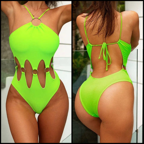 Women Sexy Hollow Out Halter Swimsuit