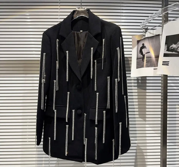 Women Bling Tassel Fashion Blazer Top