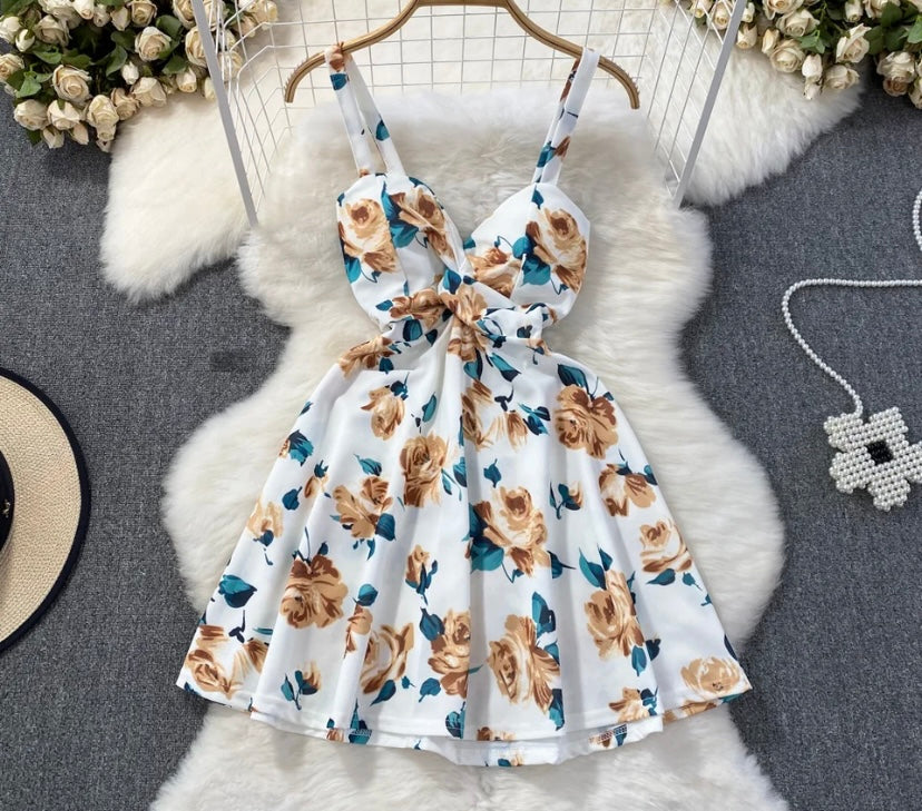 Women Sexy Sleeveless Floral Summer Dress