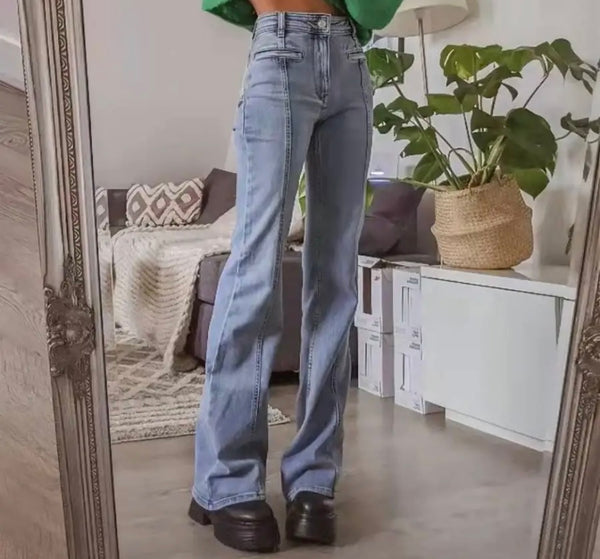 Women Fashion Star Print Denim Pants