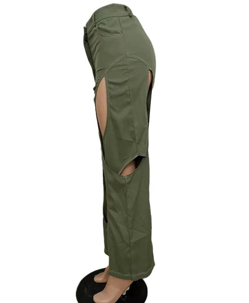 Women Hollow Out Fashion High Waisted Pants