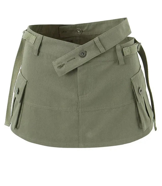 Women Side Pocket Solid Color Fashion Skirt