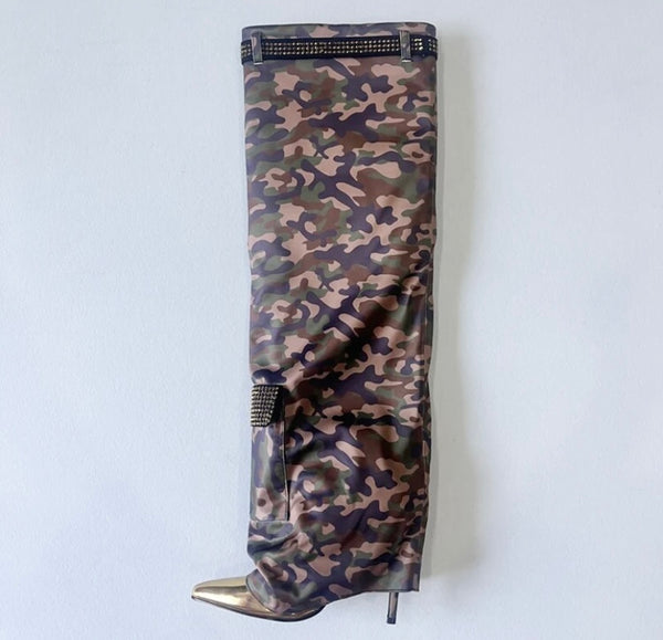 Women Bling High Heel Pocket Knee High Boots