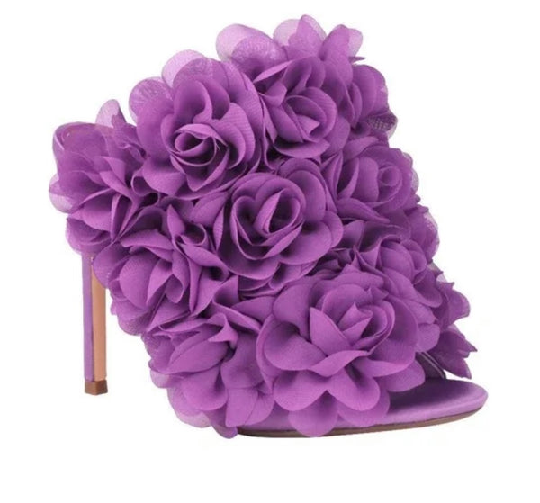 Women Open Toe Rose High Heel Sandals