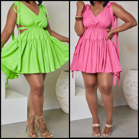 Women Sexy Sleeveless Open Back Pleated Dress