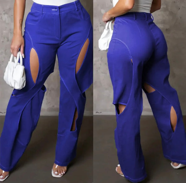 Women Hollow Out Fashion High Waisted Pants