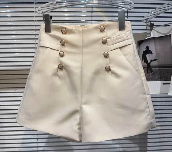 Women High Waisted Button Fashion Shorts