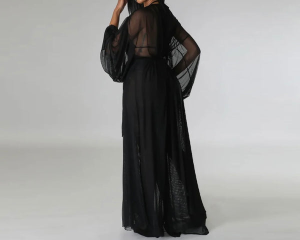 Women Mesh Solid Color Two Piece Pant Set