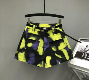 Women Colorful Pocket Fashion Shorts