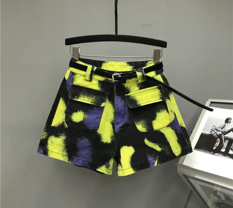 Women Colorful Pocket Fashion Shorts