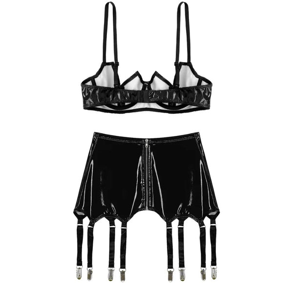 Women Sexy PU Fashion Lingerie Set