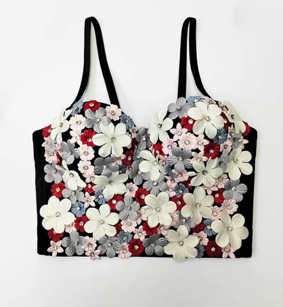 Women Floral Fashion Sleeveless Crop Top