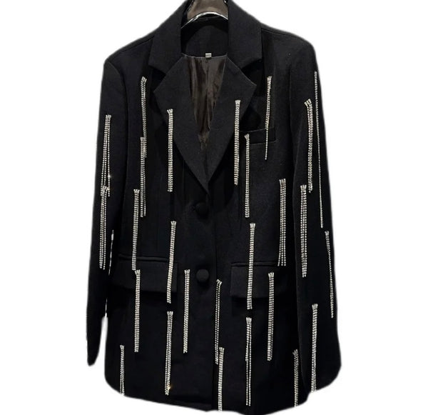 Women Bling Tassel Fashion Blazer Top