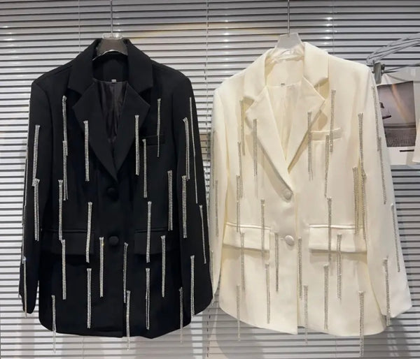 Women Bling Tassel Fashion Blazer Top