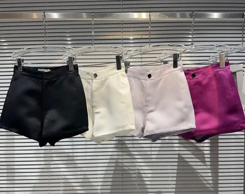 Women Solid Color Satin Sexy Shorts