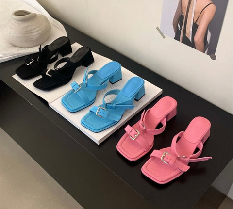 Women Buckled Fashion Slide On Sandals