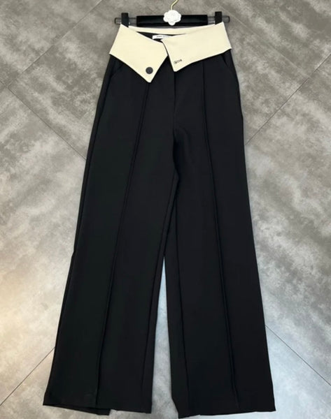 Women Two Piece Button Halter Crop Wide Leg Pant Set