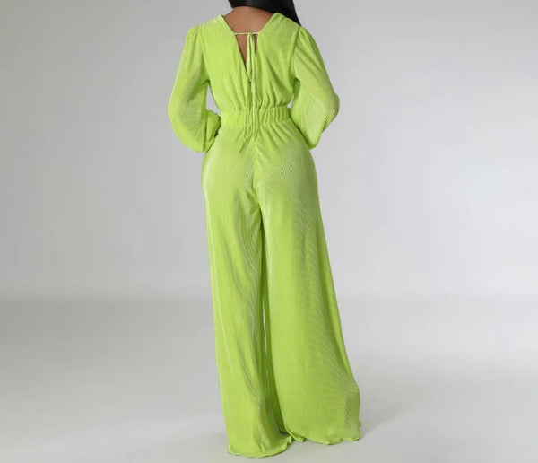 Women Full Sleeve Solid Color Fashion Wide Leg Jumpsuit