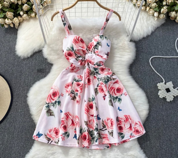 Women Sexy Sleeveless Floral Summer Dress
