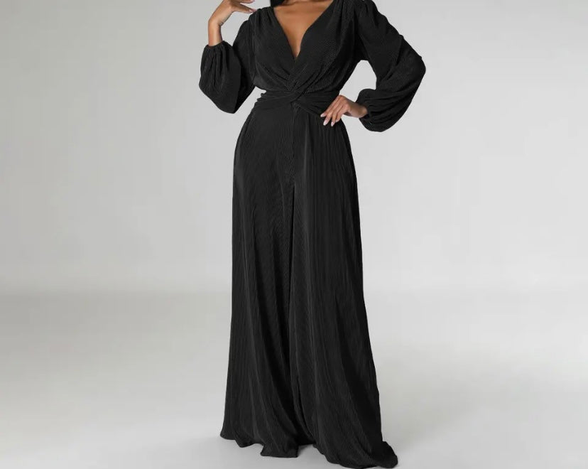 Women Full Sleeve Solid Color Fashion Wide Leg Jumpsuit