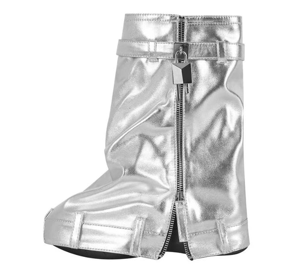 Women Fashion PU Zipper Lock Platform Boots