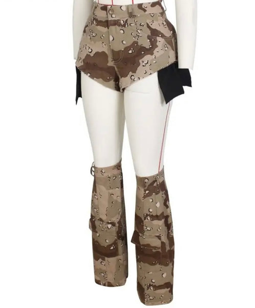 Women Camouflage Fashion Mini Shorts Shoe Cover Set
