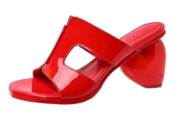 Women Open Toe PU Fashion Heart Heel Sandals