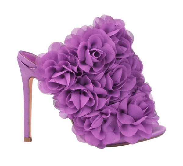 Women Open Toe Rose High Heel Sandals