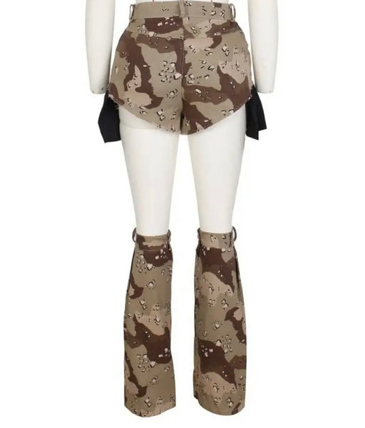Women Camouflage Fashion Mini Shorts Shoe Cover Set