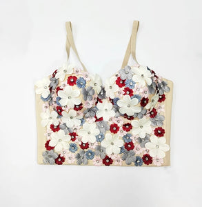 Women Floral Fashion Sleeveless Crop Top