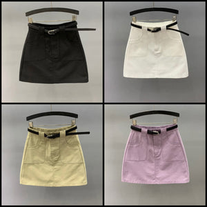 Women Solid Color Fashion Short Skirt